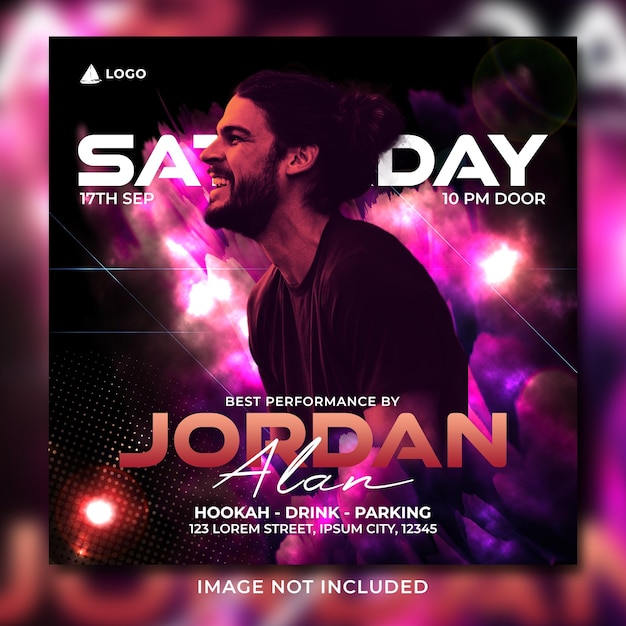 Night club party flyer social media post template banner