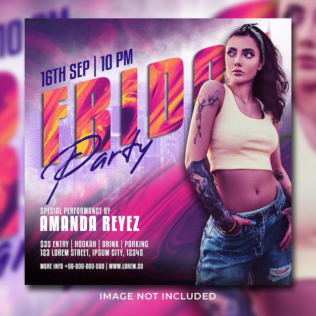 Night club party flyer social media post template banner