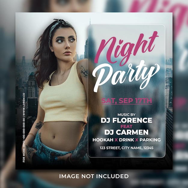 Night club party flyer social media post template banner