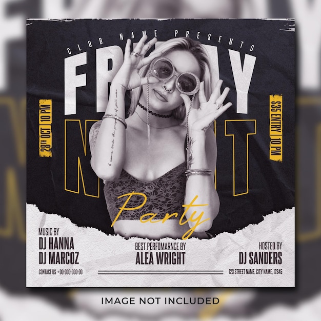 Night club party flyer social media post template banner