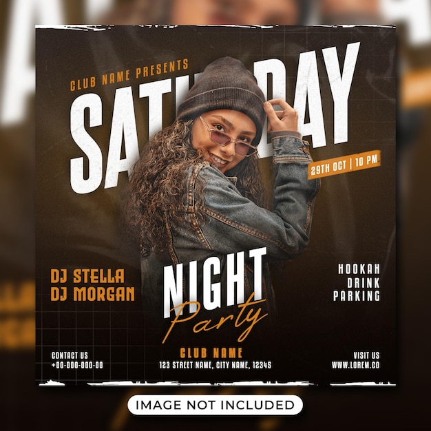 Night club party flyer social media post template banner