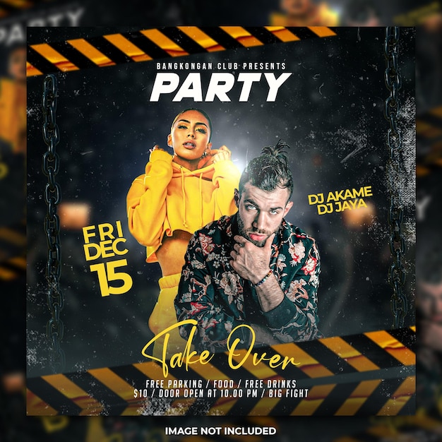 Night club party flyer social media post template