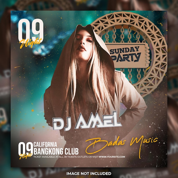 Night club party flyer social media post template