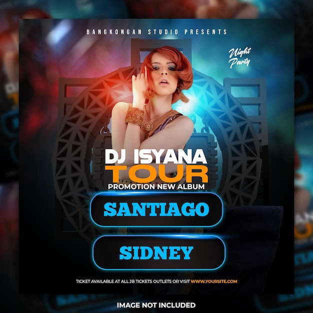 Night club party flyer social media post template