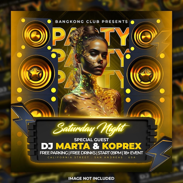 Night club party flyer social media post template