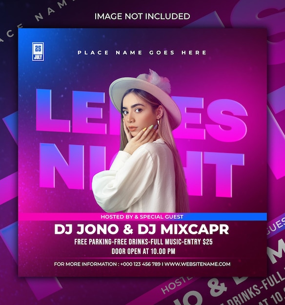 Night club party flyer social media post template