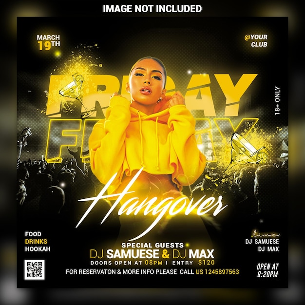 Night club party flyer social media post and web banner template psd