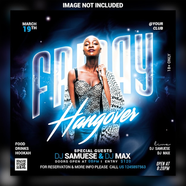 Night club party flyer social media post and web banner template psd