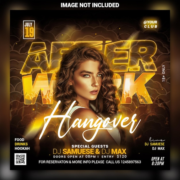 Night club party flyer social media post and web banner template psd