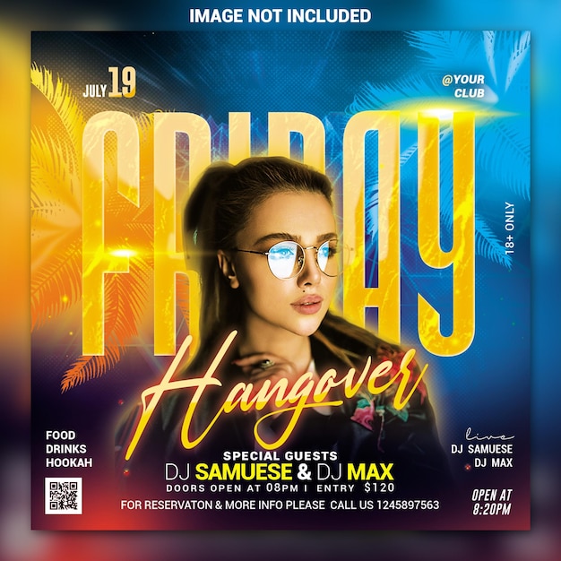 Night club party flyer social media post and web banner template psd