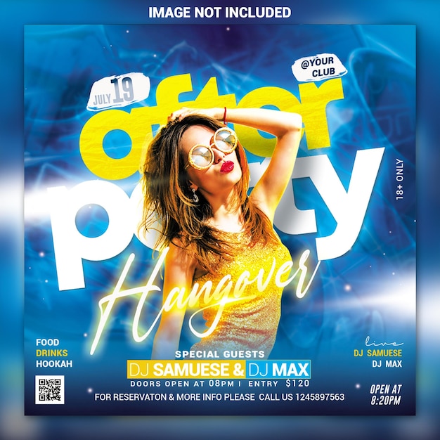 Night club party flyer social media post and web banner template psd