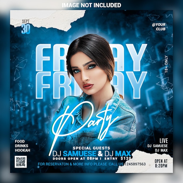 Night club party flyer social media post and web banner template psd