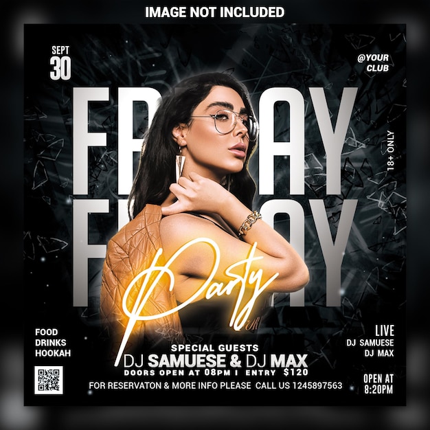 Night club party flyer social media post and web banner template psd