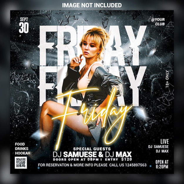 Night club party flyer social media post and web banner template psd