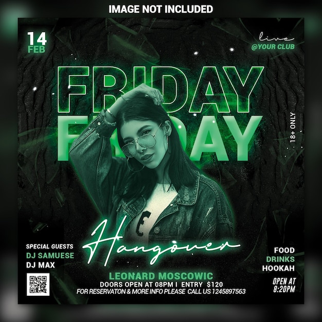 Night Club party flyer social media post and web banner template Psd