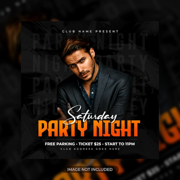 Night club party flyer social media post and web banner template