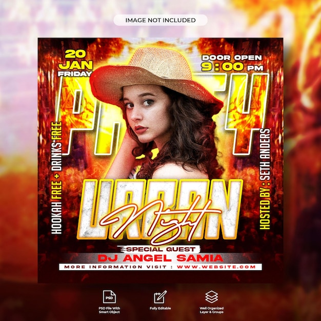 Night club party flyer social media post and web banner template