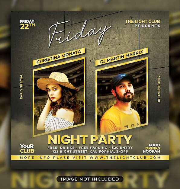 Night club party flyer social media post and web banner