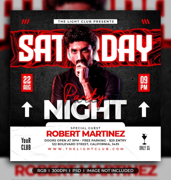 Night club party flyer social media post and web banner