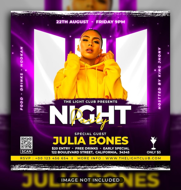 Night club party flyer social media post and web banner