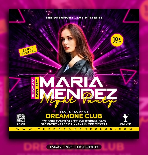 Night club party flyer social media post and web banner