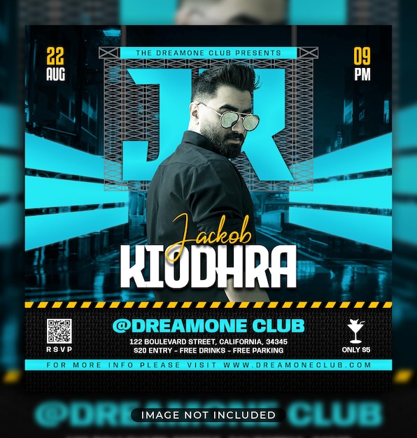 Night club party flyer social media post and web banner