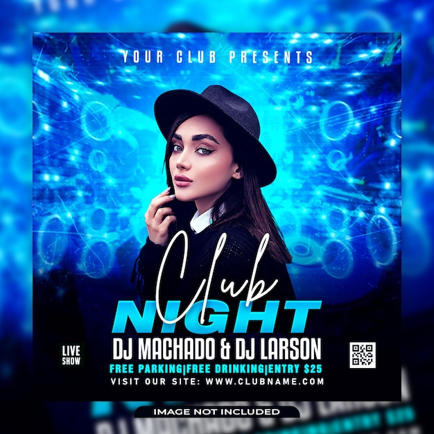 Night Club party flyer social media post and web banner