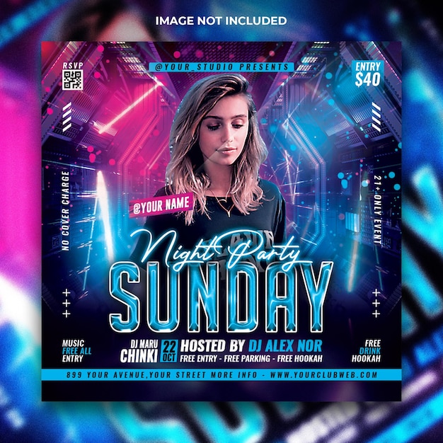 Night club party flyer social media post