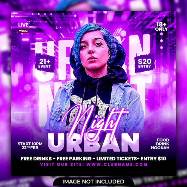 Night club party flyer social media post