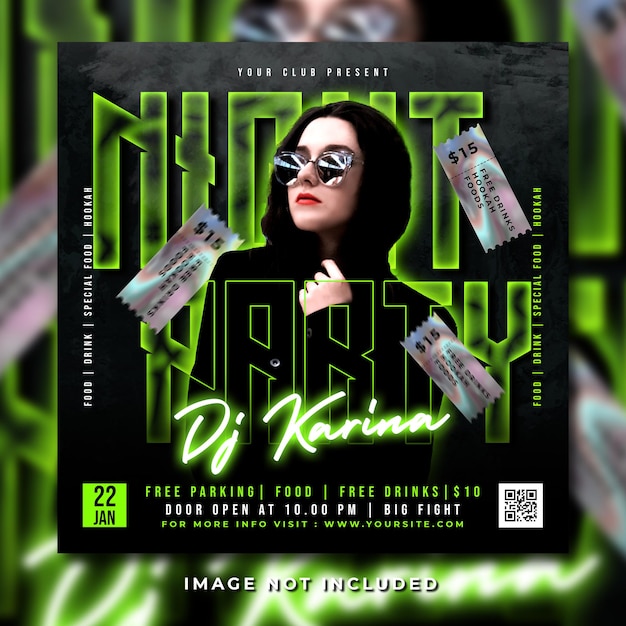 Night club party flyer social media post