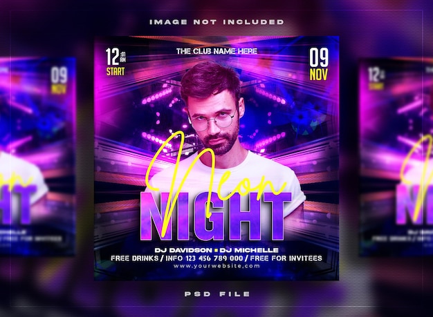 Night club party flyer social media post