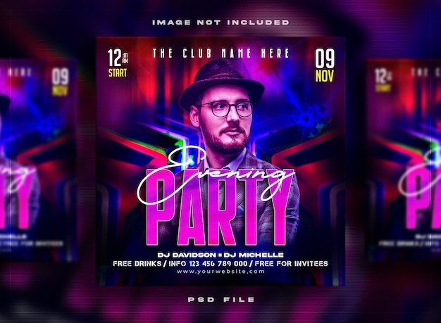 Night club party flyer social media post