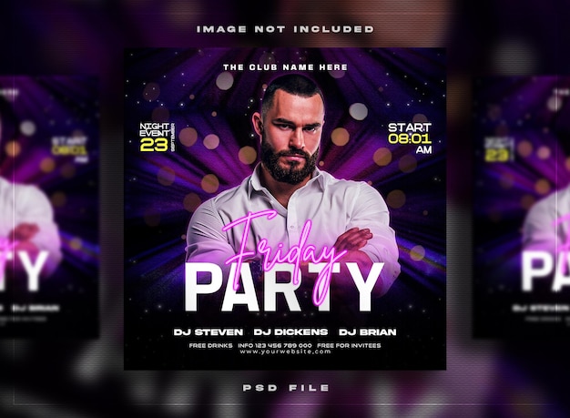 Night club party flyer social media post