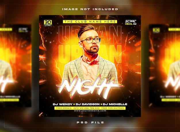 Night club party flyer social media post