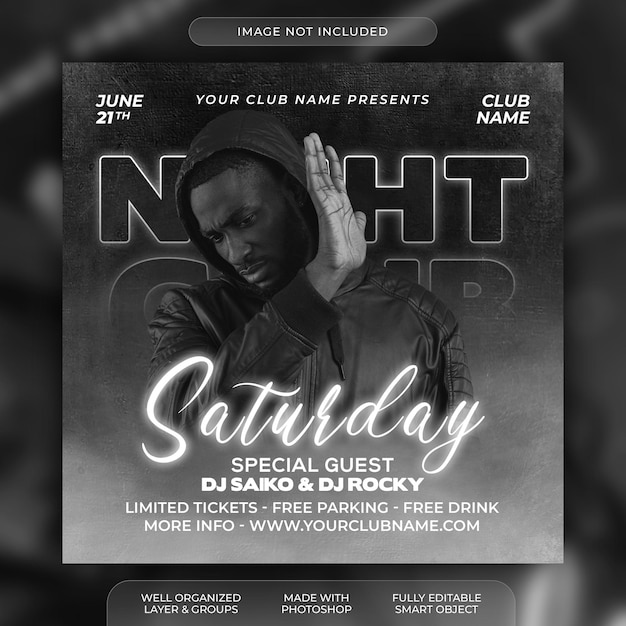 Night club party flyer or social media post