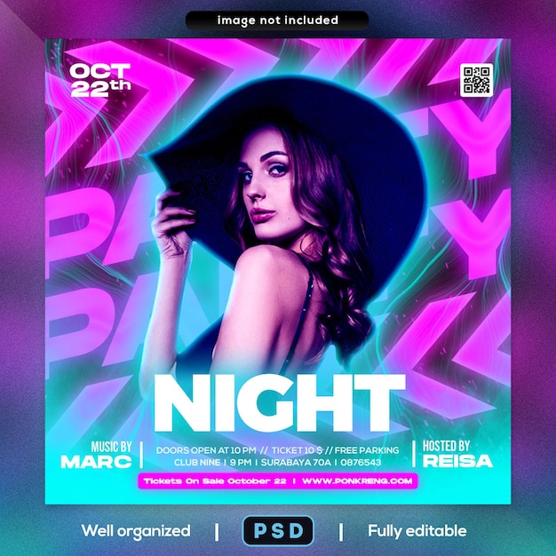 Night club party flyer social media post