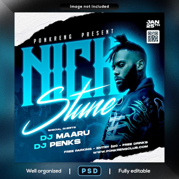 Night club party flyer social media post