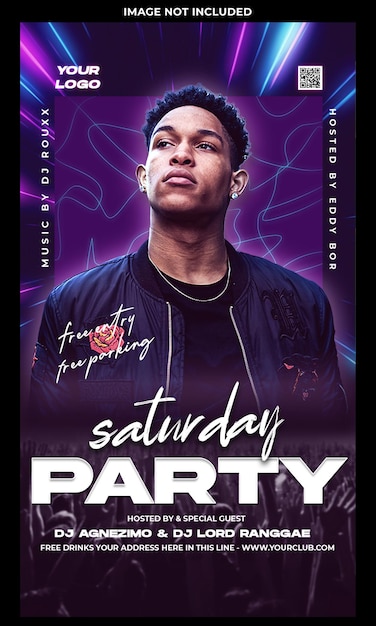 Night club party flyer social media story