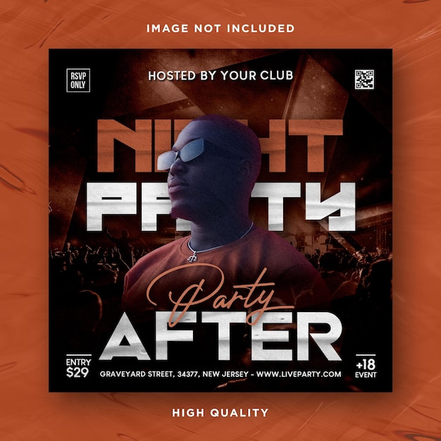 Night club party flyer template design