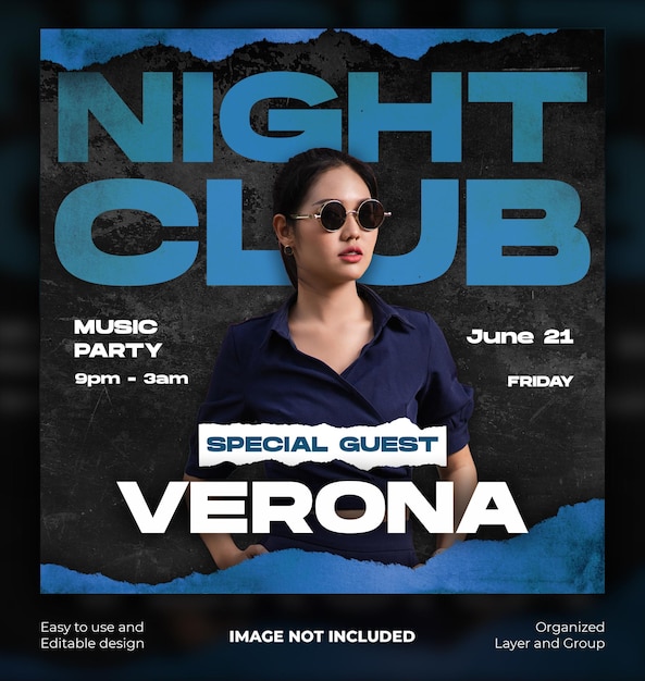 Night Club party flyer template and web banner template