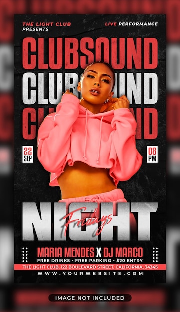 Night club party instagram and facebook story social media post web banner