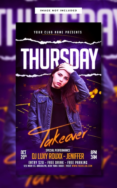 Night club party invitation vertical banner for instagram story