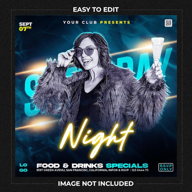 Night event flyer square and web banner