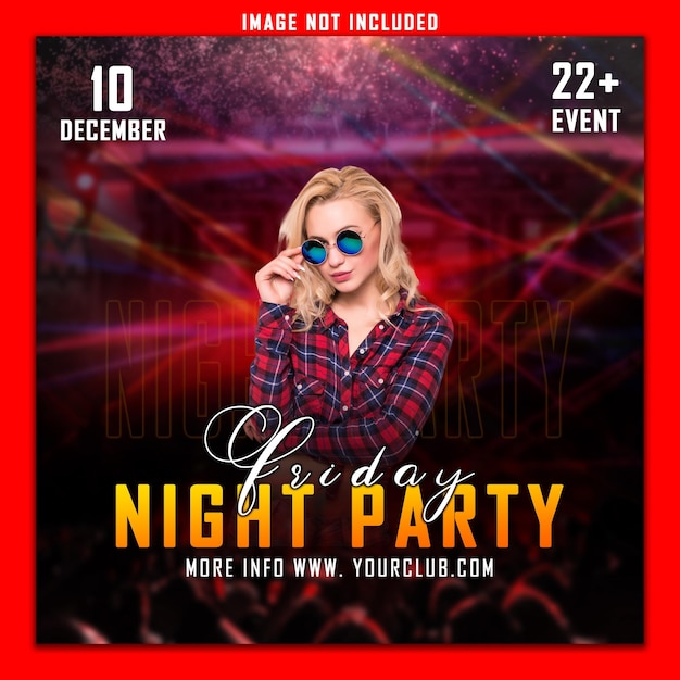 Night party banner for social media template psd