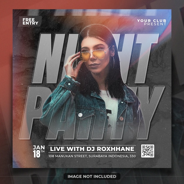 Night party club dj event poster