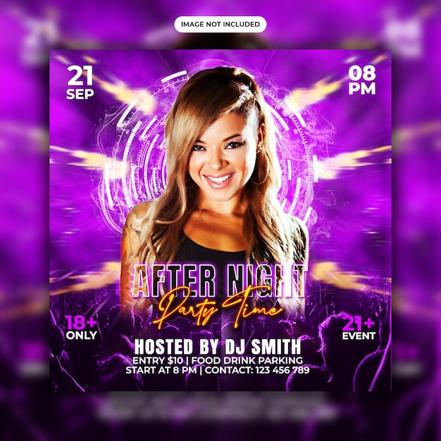 Night party club DJ flyer social media post template designs