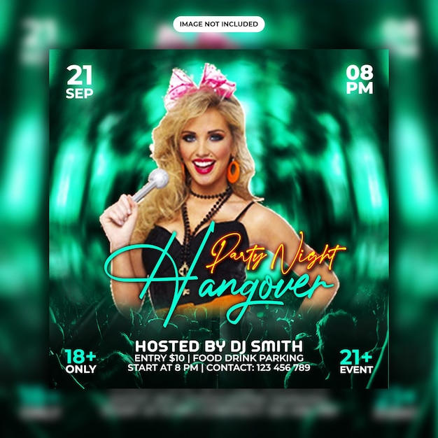 Night party club DJ flyer social media post template designs