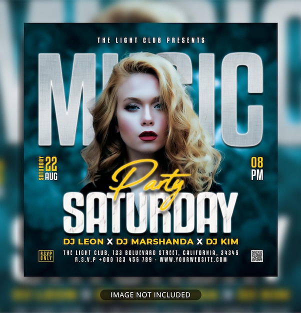 Night party flyer social media post and web banner