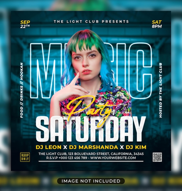 Night party flyer social media post and web banner