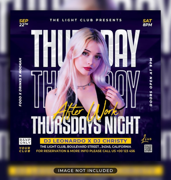 Night party flyer social media post and web banner